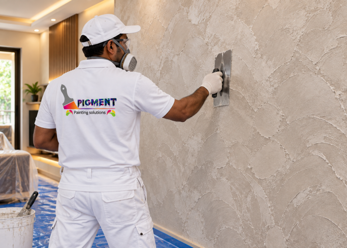 Interior texture design - pigment painting services in bangalore